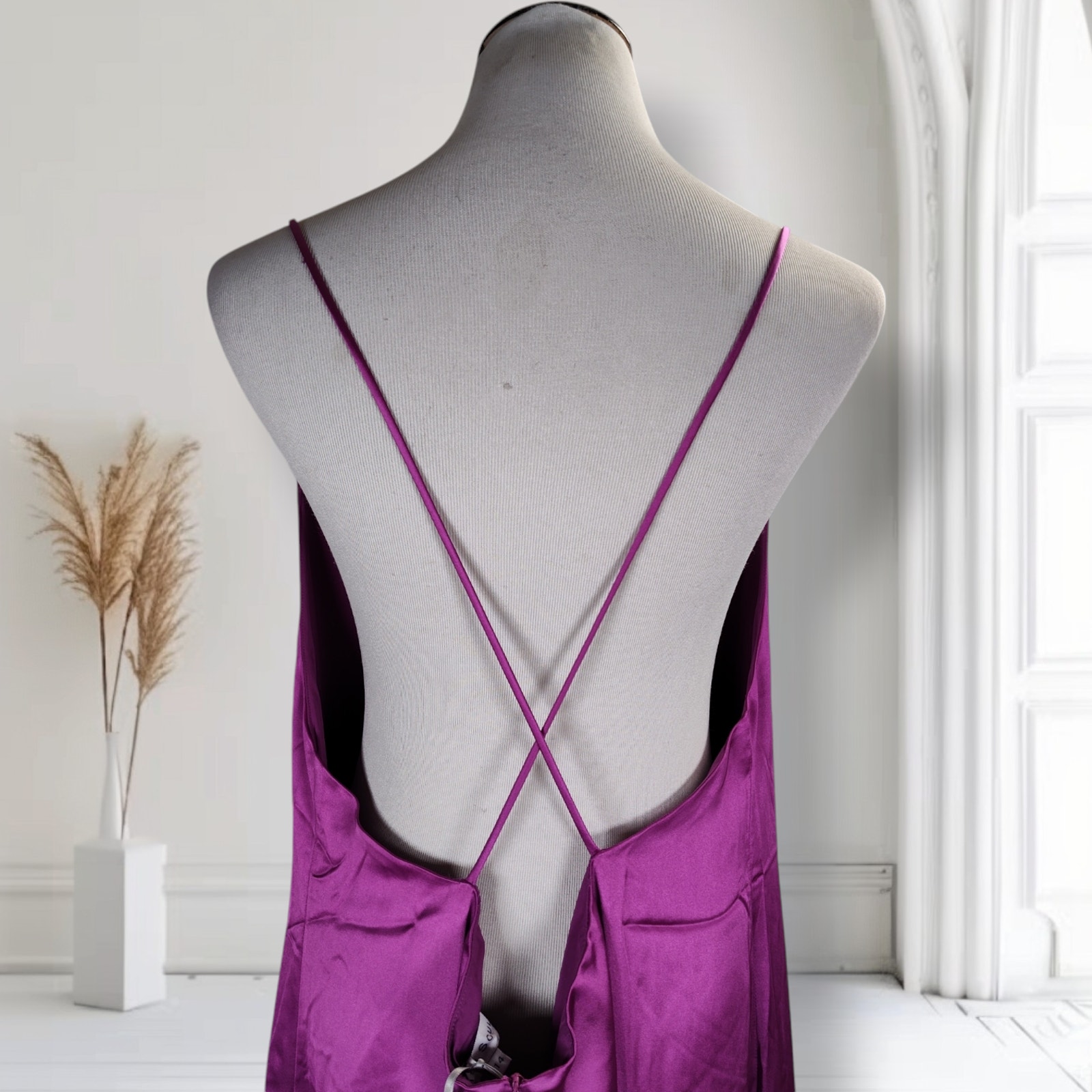 Trish Scully Satin Slip Dress Sz 14 Magenta Formal Wedding Guest Prom Nwt — image 3 of 8